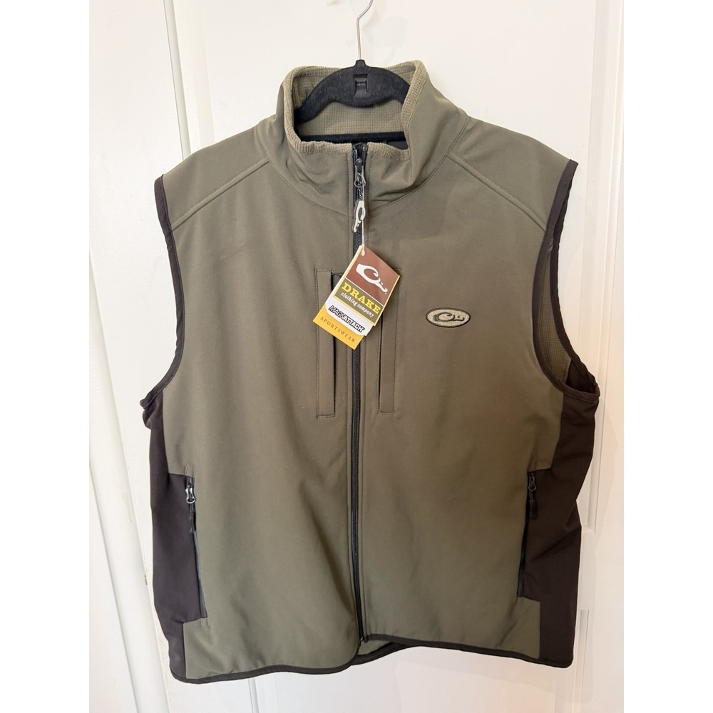 Drake Windproof Tech Vest‎ Olive Large NWT Full Zip Hunting Outdoors